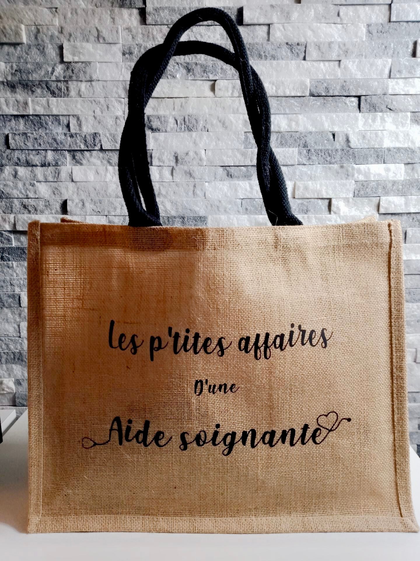 Sac en jute "Les ptites affaires de"