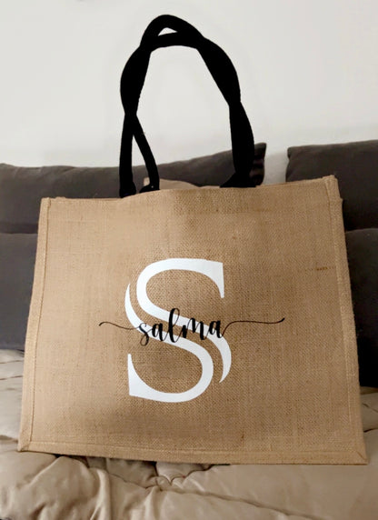 Sac en Jute Initiale + Prénom