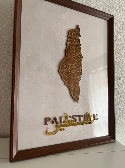 Tableau Carte de la Palestine Calligraphie
