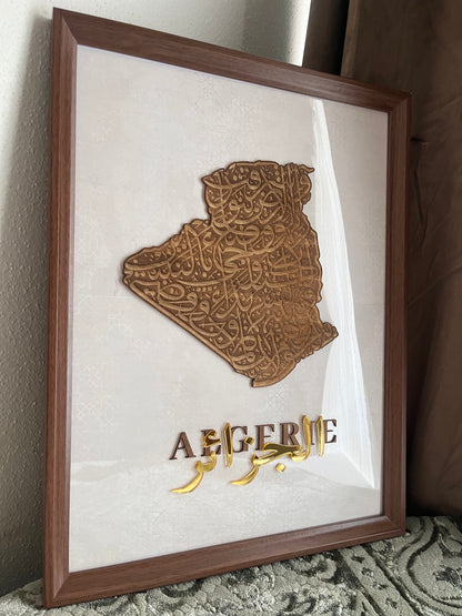 Tableau Carte de l'Algérie Calligraphie