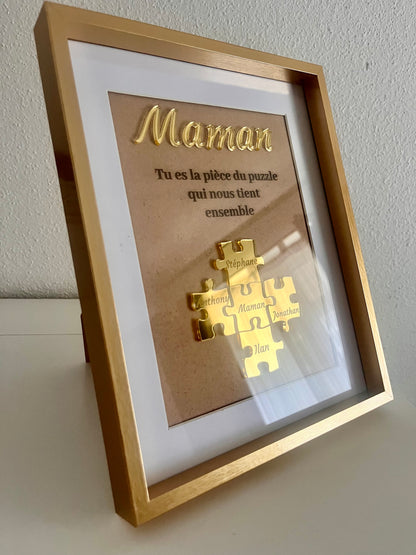 Cadre personnalisé “Maman” – Pièce de puzzle familiale